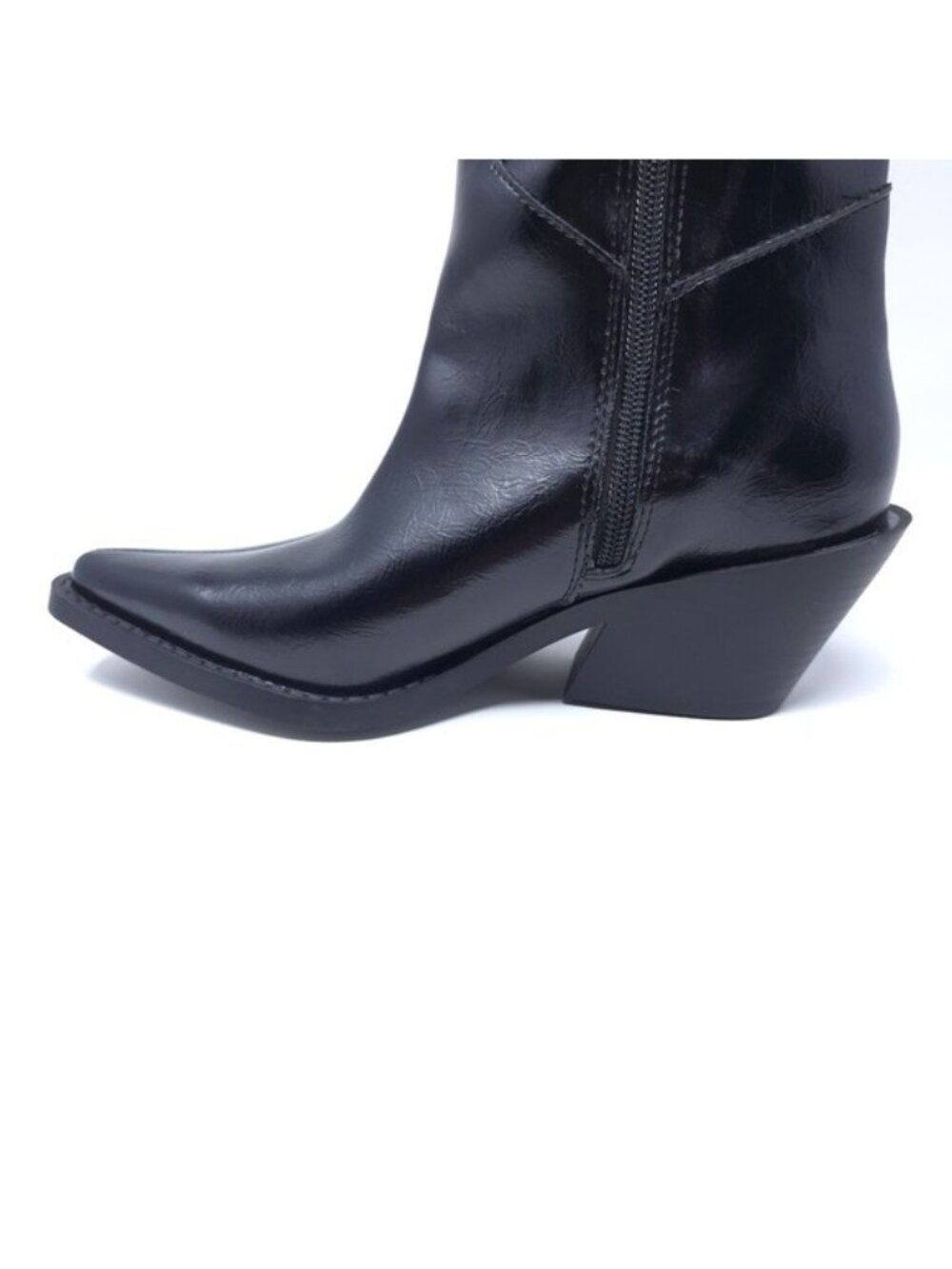 Wild Pair Luelap Boots Black Faux Leather Western Knee High - Picture 7 of 11